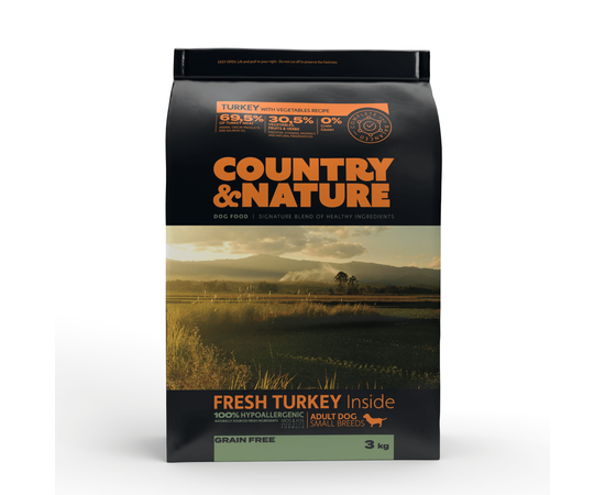 COUNTRY&NATURE Turkey with Vegetables Recipe, karma dla psów ras małych - indyk z warzywami 3kg