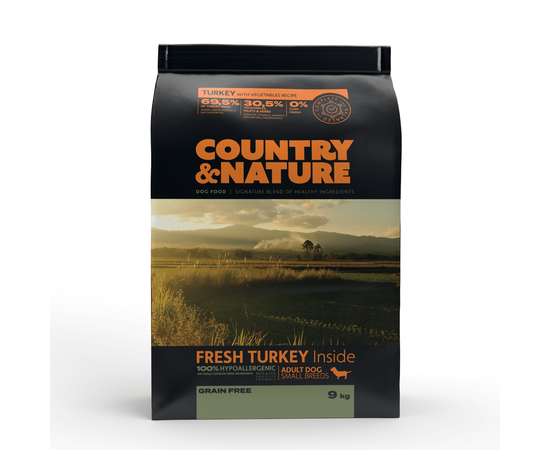 COUNTRY&NATURE Turkey with Vegetables Recipe, karma dla psów ras małych - indyk z warzywami 9kg