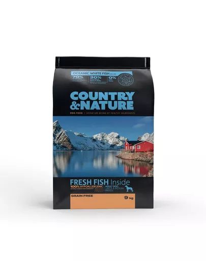 COUNTRY&NATURE Oceanic White Fish Recipe. Karma dla psów ras średnich i dużych - ryby białe morskie 9kg